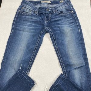 Women’s BKE Stella brand Jeans denim undone hem stretch skinny size 24